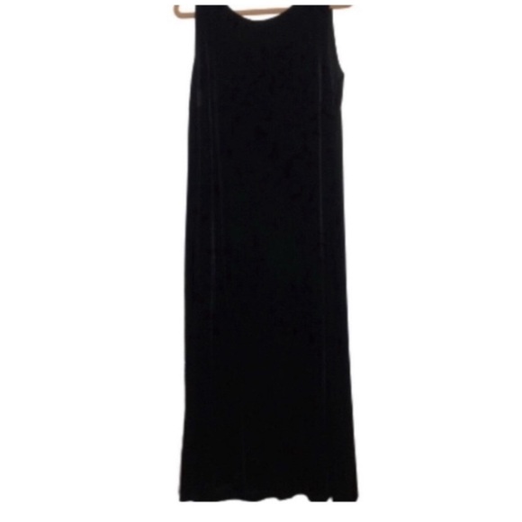 VINTAGE DJ INTERNATIONAL Dress Maxi Stretch Velvet Sleeveless Formal Black 16 - Picture 3 of 10